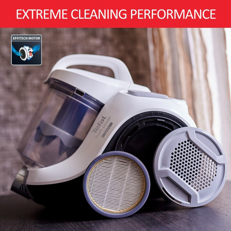 Tefal Swift Power Cyclonic Bagless Vacuum Cleaner TW2947 3 Accessories, Advanced Cyclonic Technology, Compact, Extreme Hygiene, 750W, 5M Cord