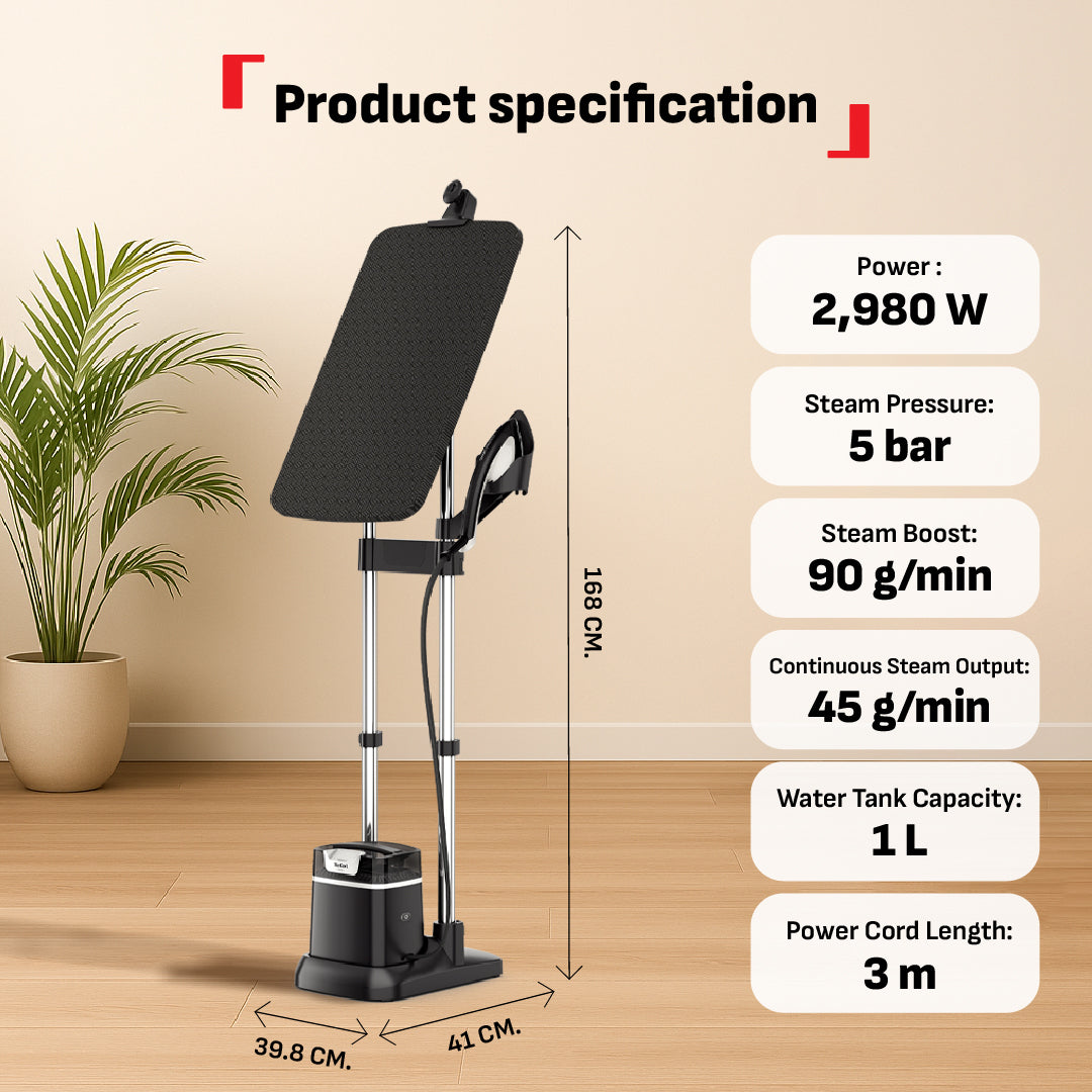 Tefal All-in-One Ironing IXEO+ Garment Steamer QT1510 - Powerful Steam, XL Water Tank, Easy-Carry, Removable Base, Fast Heat-up,?ÿAttached?ÿWheels