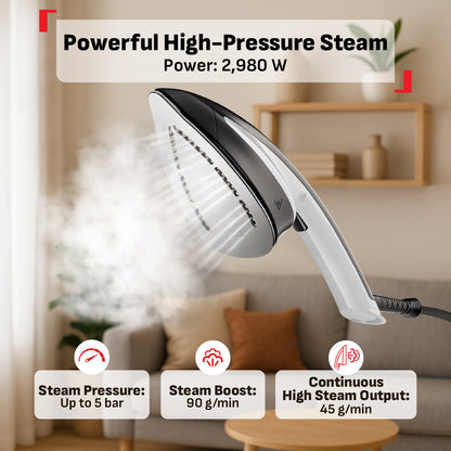 Tefal All-in-One Ironing IXEO+ Garment Steamer QT1510 - Powerful Steam, XL Water Tank, Easy-Carry, Removable Base, Fast Heat-up,?ÿAttached?ÿWheels