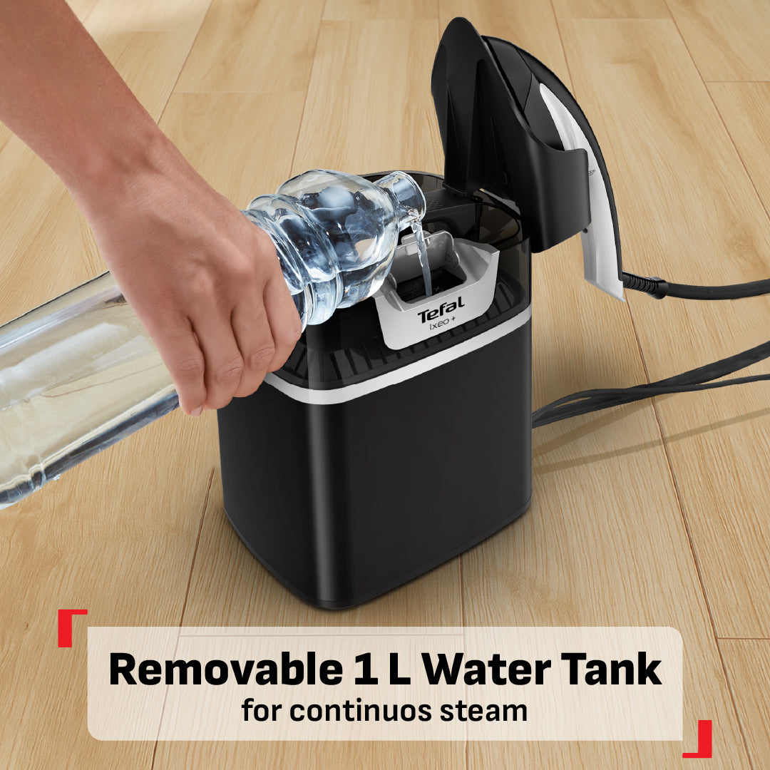 Tefal All-in-One Ironing IXEO+ Garment Steamer QT1510 - Powerful Steam, XL Water Tank, Easy-Carry, Removable Base, Fast Heat-up,?ÿAttached?ÿWheels