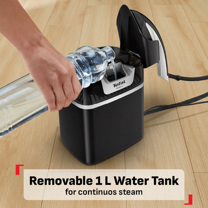 Tefal All-in-One Ironing IXEO+ Garment Steamer QT1510 - Powerful Steam, XL Water Tank, Easy-Carry, Removable Base, Fast Heat-up,?ÿAttached?ÿWheels