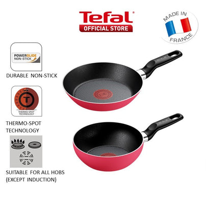 Tefal Enjoy Mini Set Frypan 18cm + Wok Pan 16cm (Rose Floral) (B42801 + B42874) CWS316