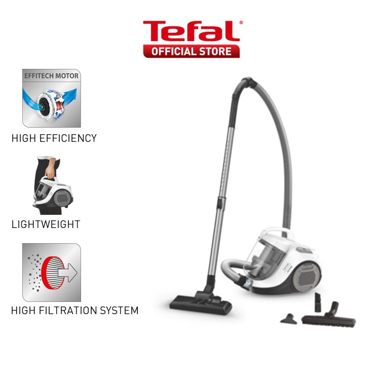 Tefal Swift Power Cyclonic Bagless Vacuum Cleaner TW2947  3 Accessories, Advanced Cyclonic Technology, Compact, Extreme Hygiene, 750W, 5M Cord