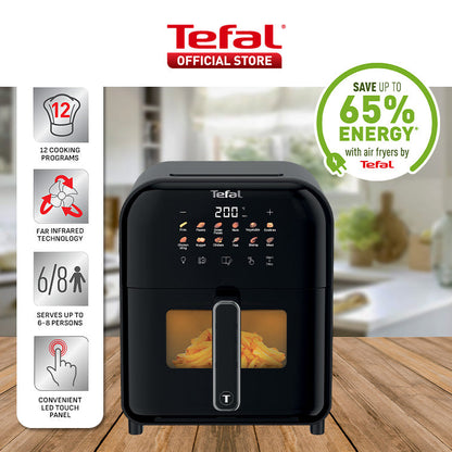 Tefal Easy Fry Far-Infrared Vision Digital Air Fryer with Window 6L EY8218 - 360 consistent hot air, LED touch panel, light-up window