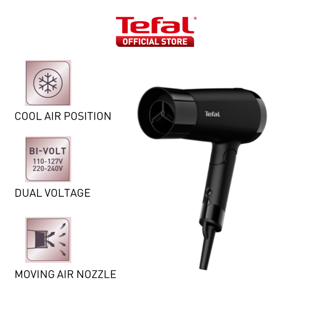 Tefal Express Style Hair Dryer Dual Voltage HV1841 ƒ?? 110V, 220V, 1900W, Ultra Light, Moving Air Nozzle, 2 Speeds