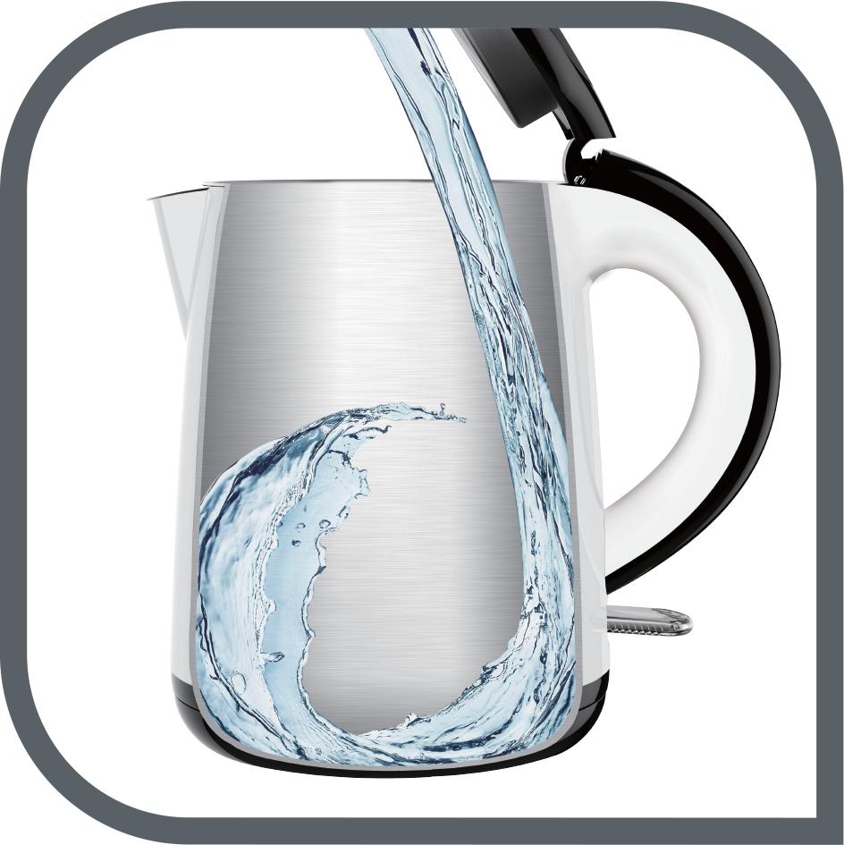 Tefal Safe Tea Kettle 1.7L White KO2601  Double layer insulation, Safe to touch, 360 degrees rotational base, auto off