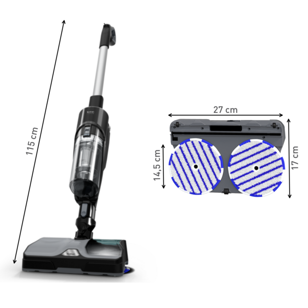 Tefal X-Combo Cordless 2-in-1 Handstick Vacuum & Spin Mop Cleaner GF3039  Smart Aerospin Technology, Ultra-Lightweight, High Suction, Easy Maintenance, 60-Minute Battery