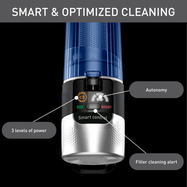 Tefal X-Force 9.60 Aqua Handstick Vacuum TY20C7 - Wet & Dry, 2-in-1 Vacuum & Mop, Lightweight, 100AW DigitalForce Motor, LEDvision, FLEX technology, Smart Control Display,0.45L, 99.9% filtration, 6 included accessories